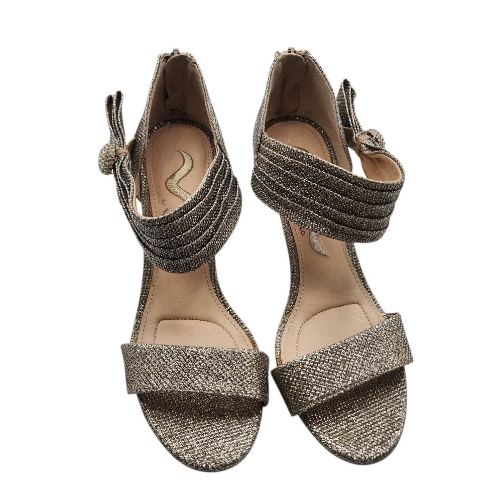 Nina Sparkling Gold Heels with Bow‎ Size 6.5 - Picture 7 of 12